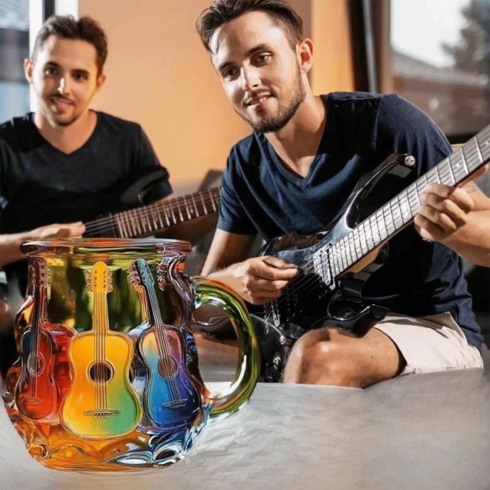 3D Coffee Mug Colorful Guitar Art Cup Novelty Painted Guitar Coffee Cup  Office