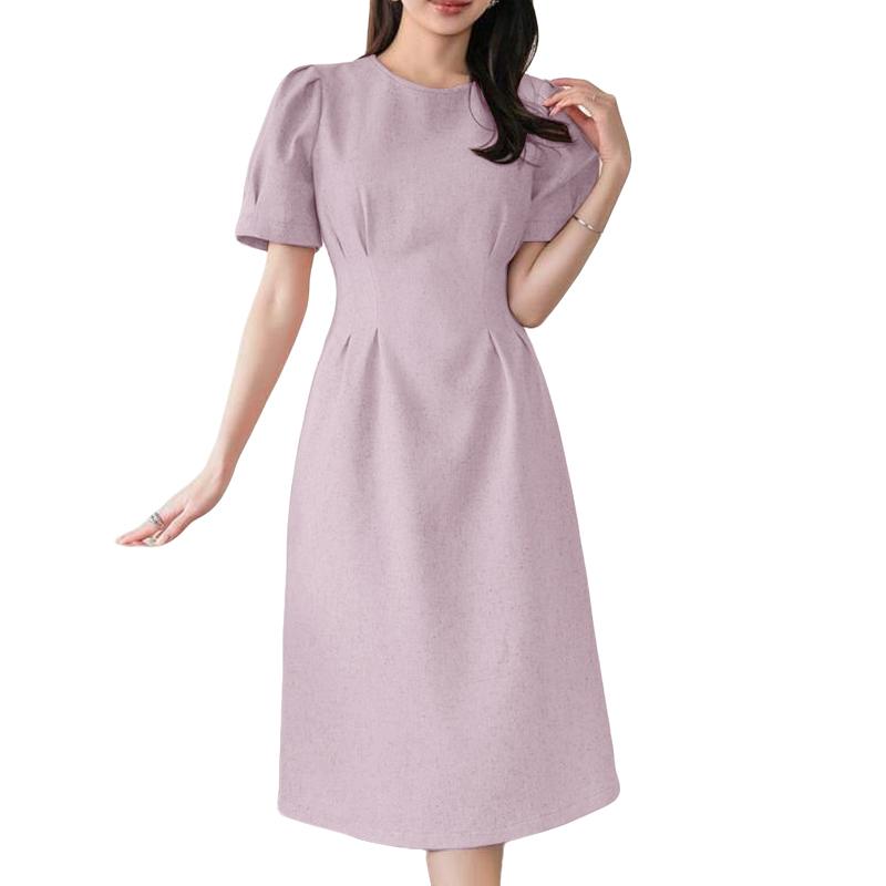 

ZANZEA Женское повседневное платье с круглым вырезом, однотонное, летнее, с коротким рукавом 5XL камео розовый