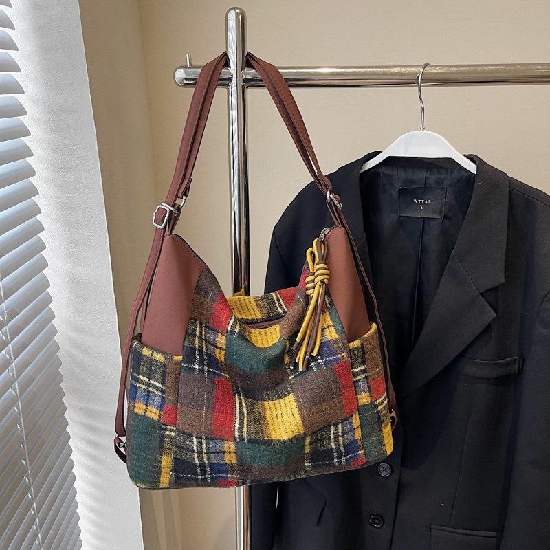 

Повседневные сумки для поездок на работу контрастных цветов большой вместимости женская новая модная сумка-тоут на одно плечо рюкзак