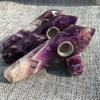 Natural Dreamy Amethyst Smoking Pipes Elegant Quartz Crystal Point Obelisk Wand