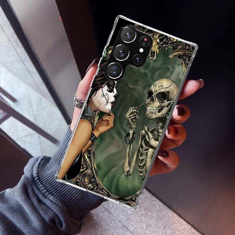 Catrina Beautiful Rose Girl Skull Phone Case For Samsung Galaxy S23 S24 S25 Edge S26 Ultra S22 + S21 Plus S20 FE Cover Silicone