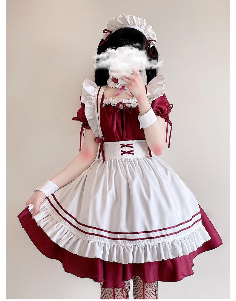 Red do your pussy maid outfit Lolita maid outfit cosplay costume cos maid dress plus size
