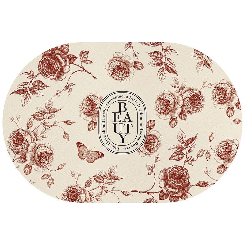 Fresh Floral Diatomaceous Earth Mat - Easy Clean Bathroom & Washbasin Floor Pad