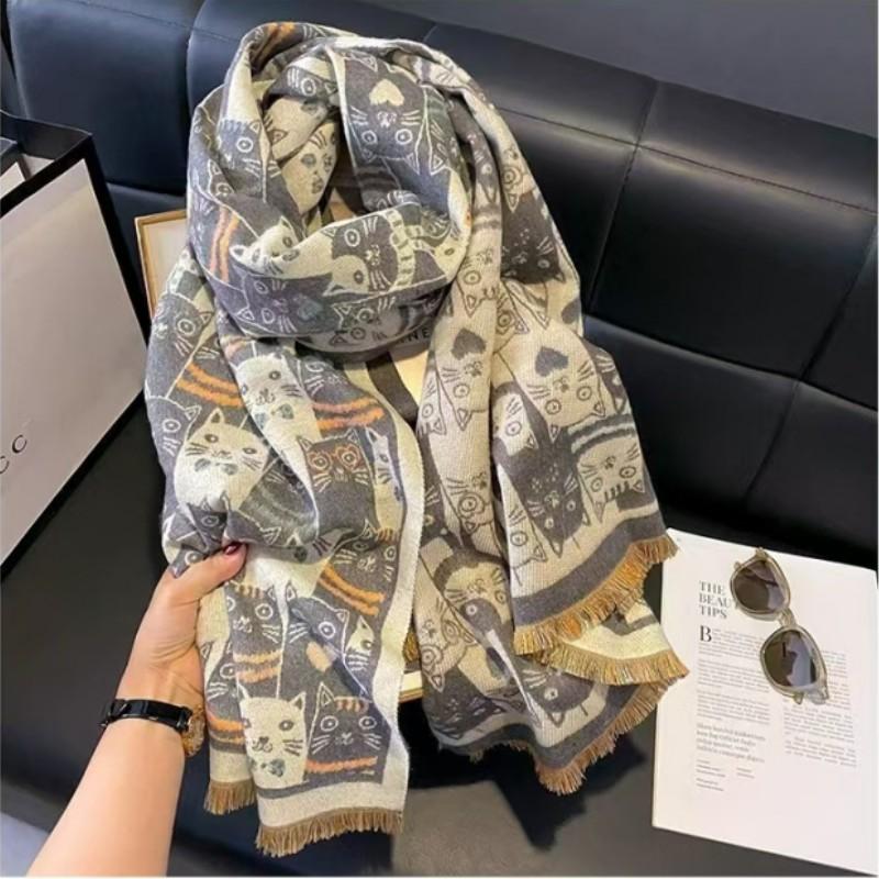 

Женская осенне-зимняя теплая шаль из искусственного кашемира с рисунком из мультфильма для студентов 190*65