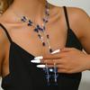 3PC Women's Fashion Zircon Butterfly Water Drop Necklace Earrings Zircon Set Suitable for Wedding, Party, Festival Gifts-8550