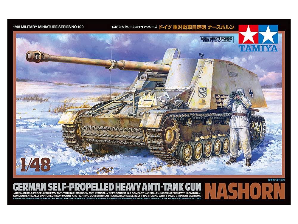 TAMIYA Military Miniature Series German Heavy Gun Nashorn Plastic Model 32600 1/48 No.100 Anti-Tank Self-Propelled (Tank)