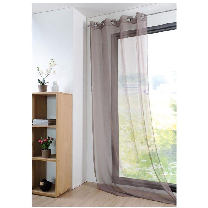 Voilage - Mona - 135 X 260 Cm - 100% Polyester - Couleur Taupe - Œillets Métalliques