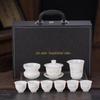 Chaxun Ice Jade Porcelain Gongfu Tea Set, Ink Wash Landscape (6-Cup)