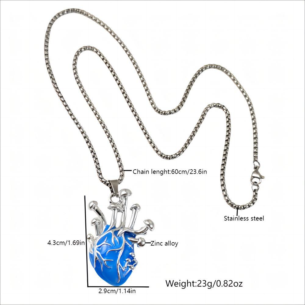 New Zinc Alloy Heart Locket Pendant Necklace Glow In The Dark Necklace for Women Men Halloween Gift