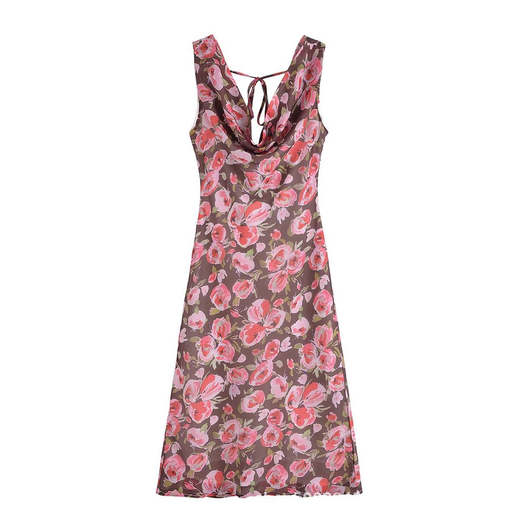 Wholesale Women's Clothing New Summer European and American Style Fashion Temperament French Vacation Flower Print Dress