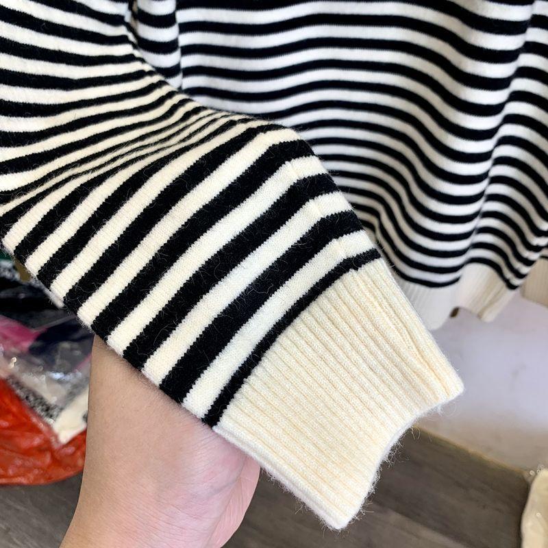 Suéter para Mujer Otoño Invierno Engrosado Cálido Tejido Elástico Manga Larga Oversize Cuello Largo Tops