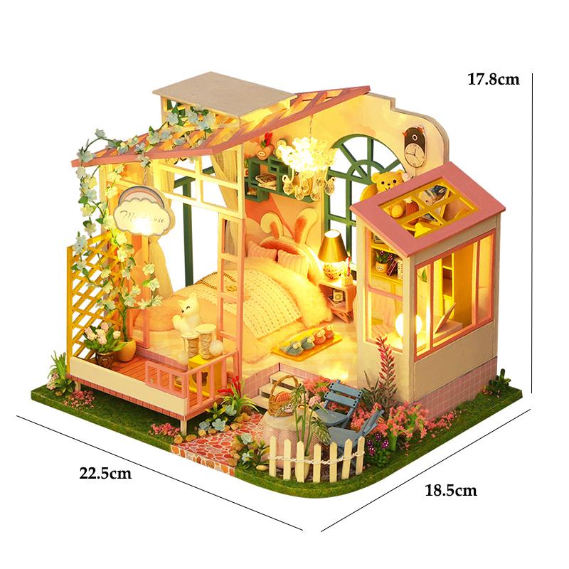DIY Doll House Kit Mini 3D Puzzle Assembly Building Model Toys Home Bedroom Decoration With Furniture Wooden Crafts Dollhouse