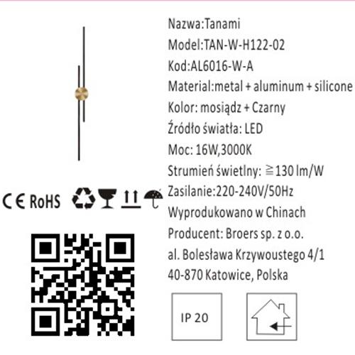Tanami - elegant modern LED wall lamp Gold 122 cm