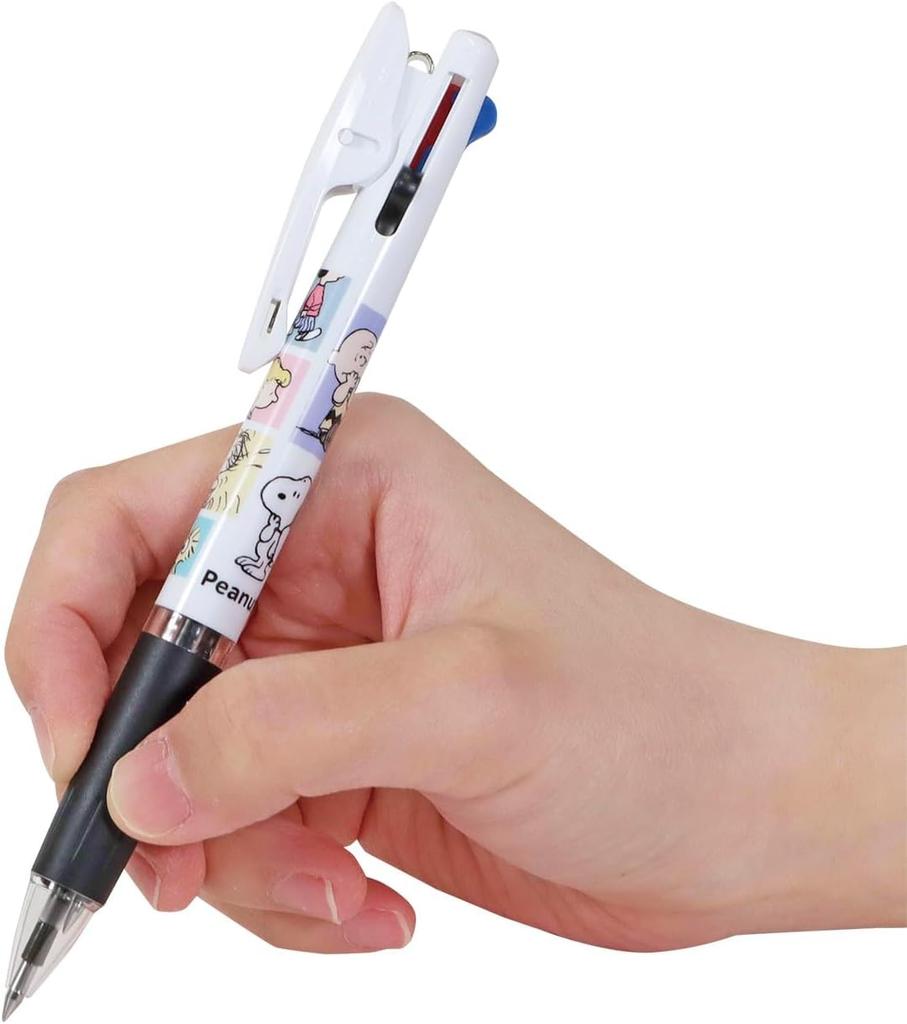 Snoopy Ballpoint 3 Jetstream Made In Set A and Name Pen, Colors, 0.5mm, Japan, (Pen Sticker)