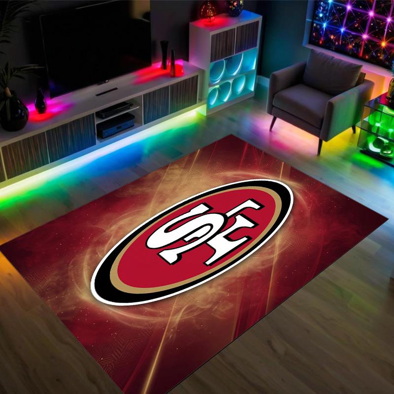 San Francisco 49ers Design Kristall Samt Teppich Gemütlich Nicht?Rutschfester Teppich mit Aufdruck für Schlafzimmer Wohnzimmer Eingang