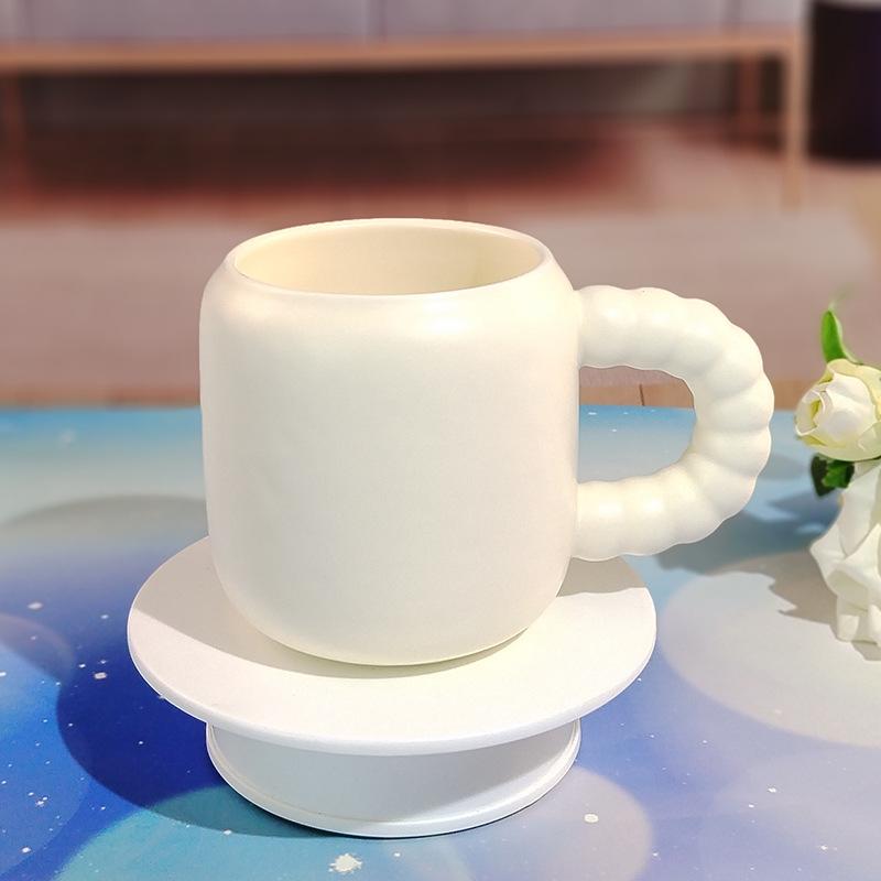 Candy-Colored Ceramic High-Value Men'S And Women'S Drinking Cups, Pearl Handles, Household Coffee Cups With Lids And Spoons