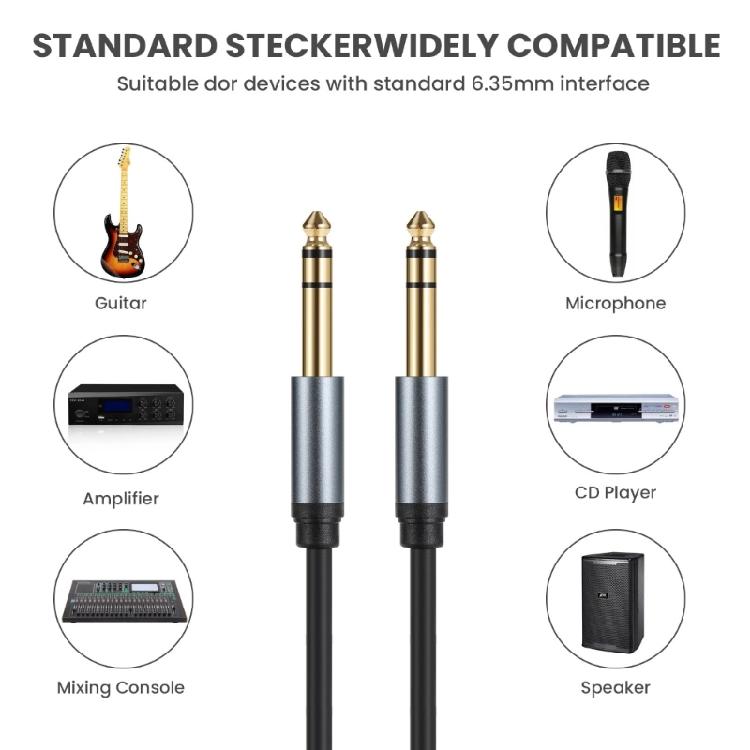 6.35mm to 6.35mm Stereo Aux Cable 6.35mm 1/4" Male to 6.35mm 1/4" Male TRS