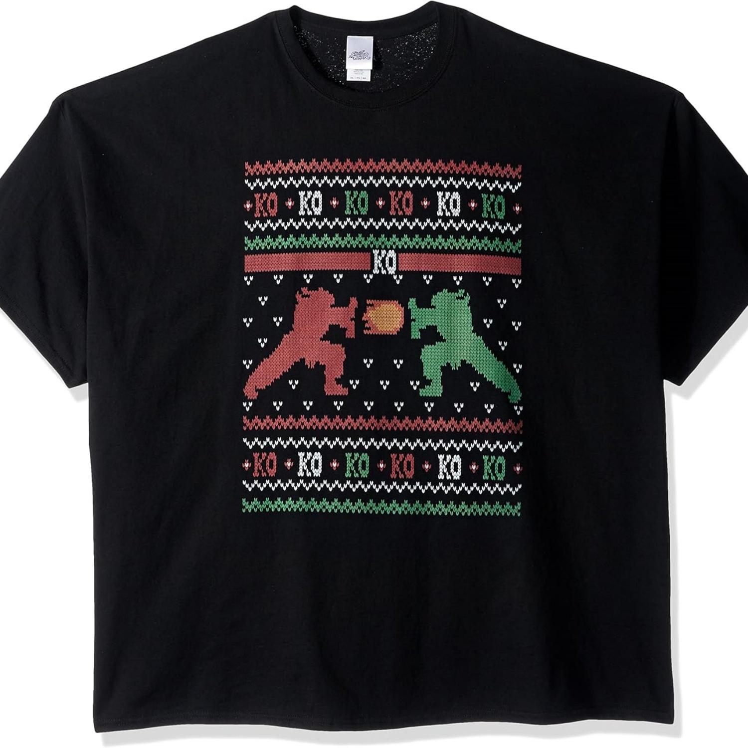 

Capcom Men s Big and Tall Street Fighter Ko Ugly Christmas T-Shirt B&t, Black, 5XL XXXXXL чёрный