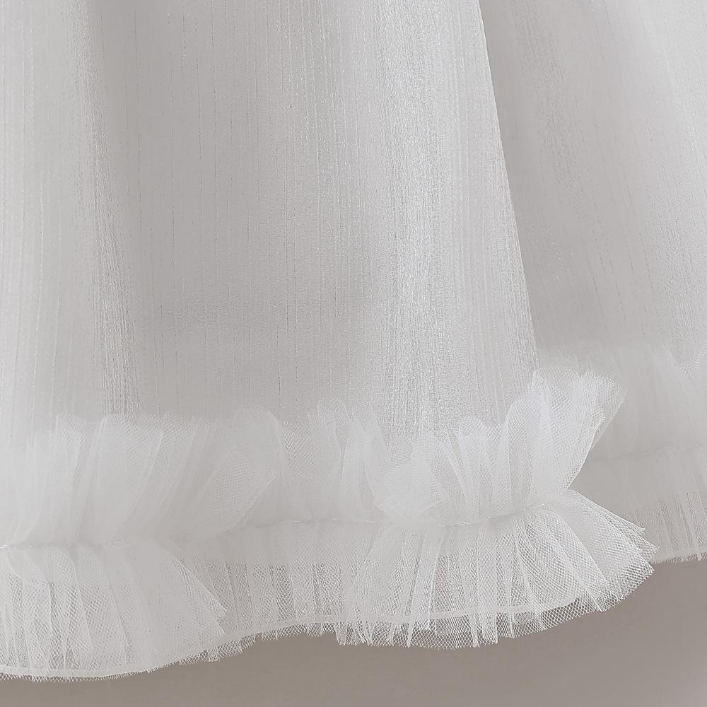 Letnie tiulowe druhny dziewczęce sukienki eleganckie białe wesele księżniczka dziecięca sukienka na bal urodzinowy dla dziewczynki kostium