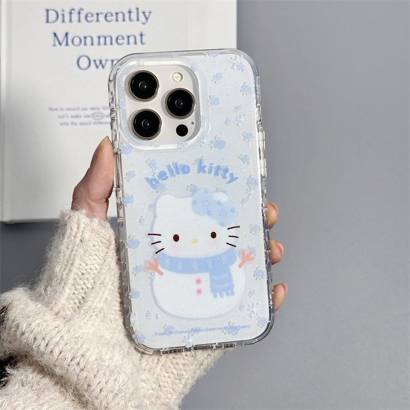 

Winter Snowman Kitty Chain Phone Case Compatible with iPhone 17, 16 Pro Max, 15, 14 - Premium Feel iPhone 14 Pro