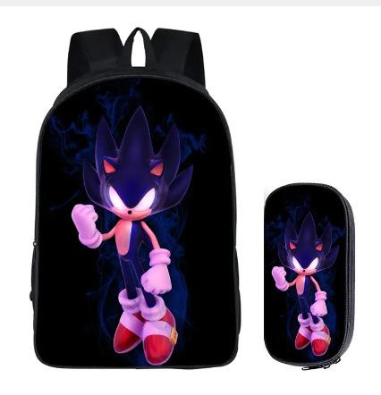 Straight Hair Animation Digital Printing Children'S Two-Piece Set Backpack Pencil Bag Primary And Secondary School Schoolbag