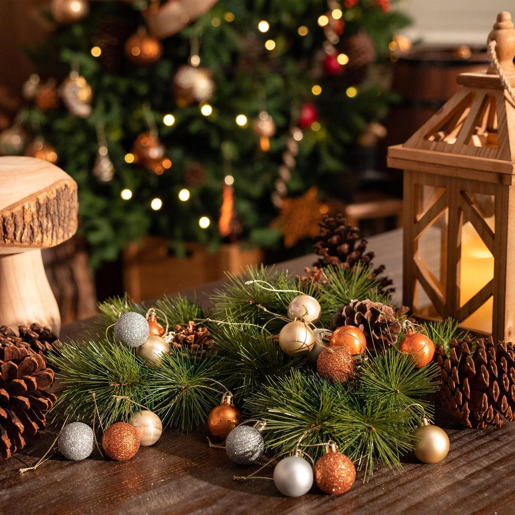 Valery Madelyn Christmas Tree Ball Set of Gold and Forest Stylish European and Nordic Style Ornaments, 3cm, 49, Copper, Design, Decorations,