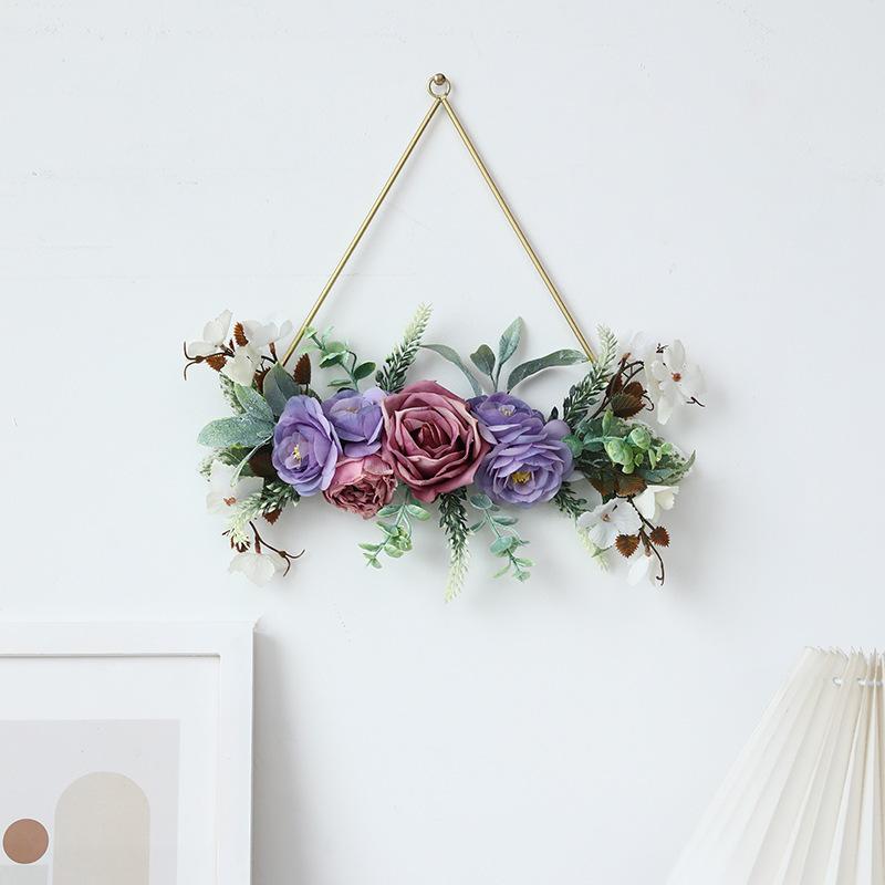 

1 шт. Имитация Круглый Треугольник Железный Подвесной Венок из Роз Букет, Искусственные Цветы, для Свадьбы Домашние Декоративные Украшения, Наружное Украшение