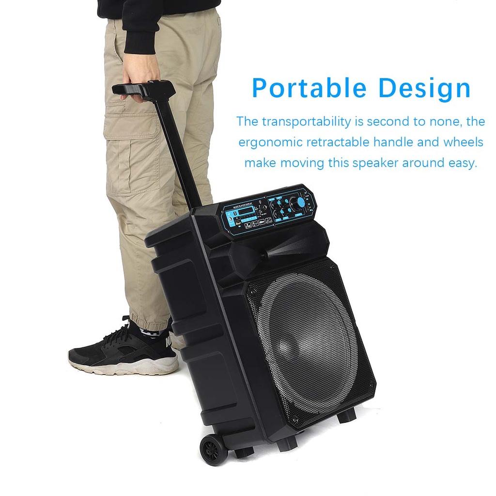 12inches 2000W LED Portable Bluetooth Speaker Box Trolley Speakers Home Theater Karaoke Sound Box with Wireless Microphone
