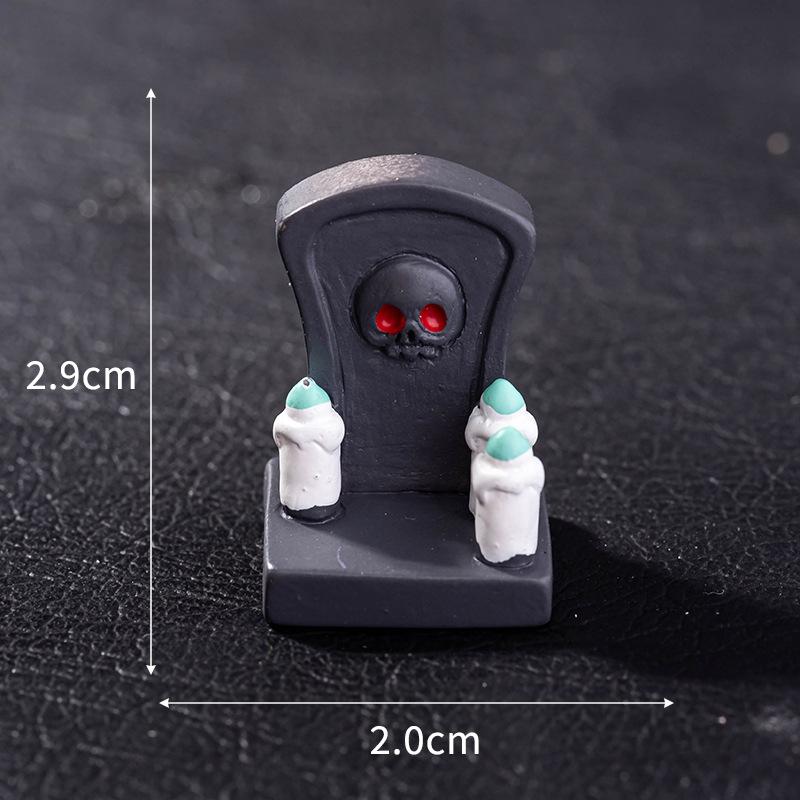 Halloween Decoration Accessories Miniature Figurines Mummy Skull Rabbit Magic House Ghost Pumpkin Desktop Scene Decor Set 8Pcs