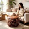 Bohemian Pouf Hocker, Ungefüllter Kunstleder Fußhocker, Bodenkissen Aufbewahrungs Sitz zum Füllen mit Kleidung, Decken 1 Stück