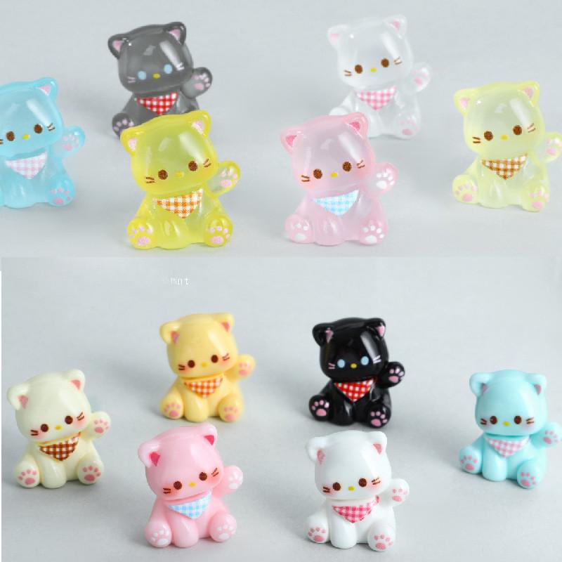 10Pcs Cartoon Cat Animal Miniatures Mini Figurine Resin Ornaments Fairy Garden Decoration Micro Landscape