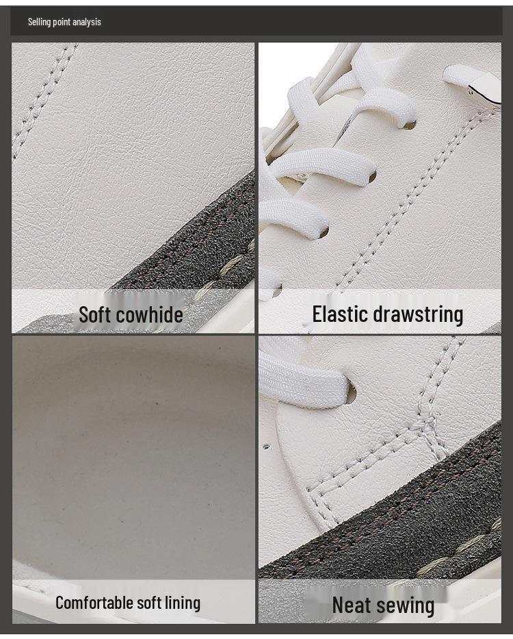 Men's Retro Fashion Cowhide Loafers - Large Size Casual White Sports Shoes for Spring