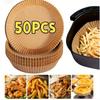 50pcs Air Fryer Baking Paper, Round Disposable Parchment Paper, Suitable for Frying, Baking, Microwaving,Cooking - Easy To Clean