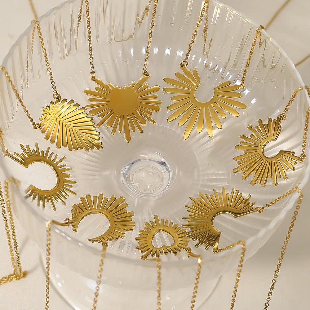 Sunflower Series 18K Gold Plated Necklace - European & American Style, Titanium Steel Clavicle Chain for Women