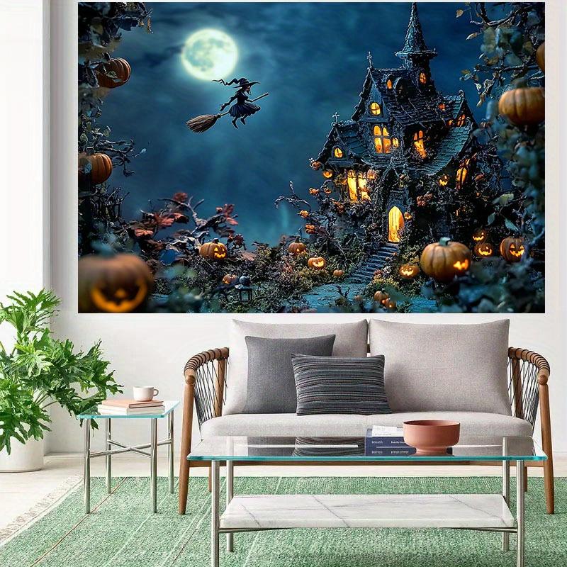 2D plane 1 2D plane banner Halloween background cloth - Design includes a terrifying haunted house.PMJ