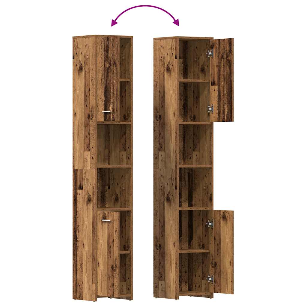 Bathroom Cabinet with Rustic Wood Look 30 x 30 x 183.5 cm Engineered Wood