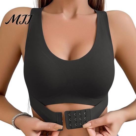 Posture Corrector Bra Women Bra, Leopard Dotted Print Push-Up Seamless No Adjustable Underwire Full Coverage Cross Back Bralette with Front Closure