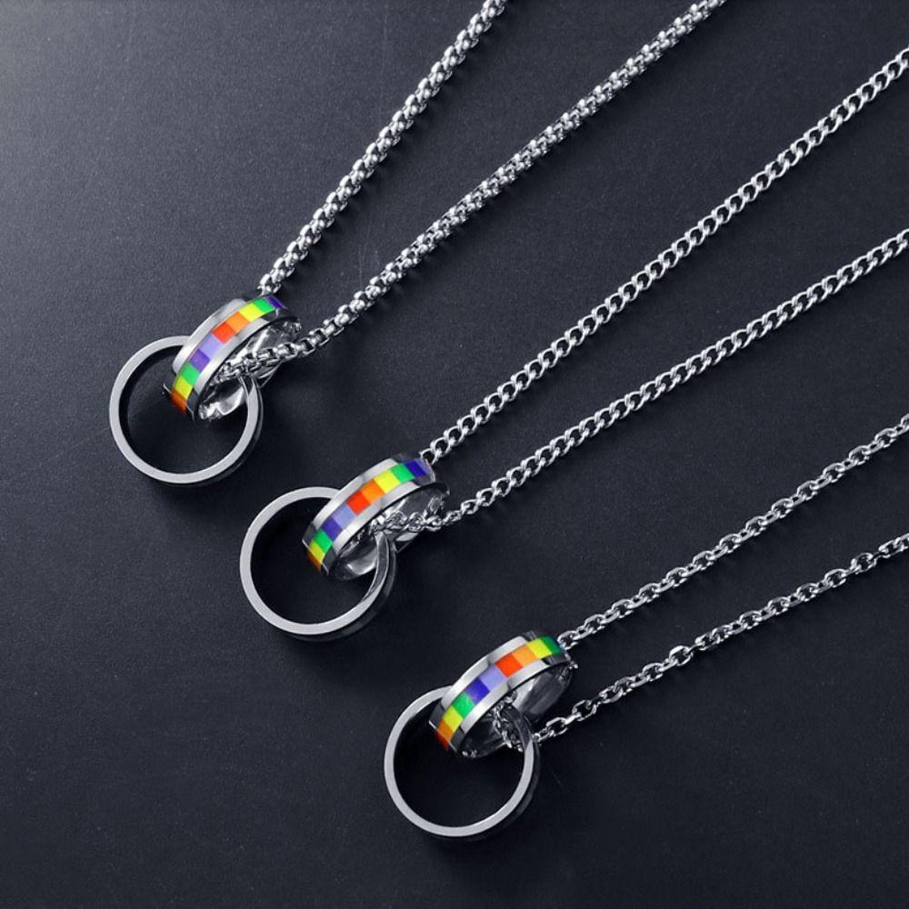 Turkish Charm Ring Pendant Necklace Colorful Clavicle Chain Titanium Steel Necklace Lovers