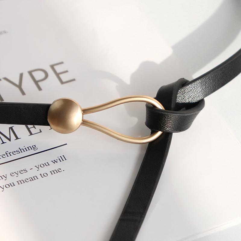 Ceinture fine et simple nouée pour femme, couleur unie, en cuir PU, longue et fine, réglable