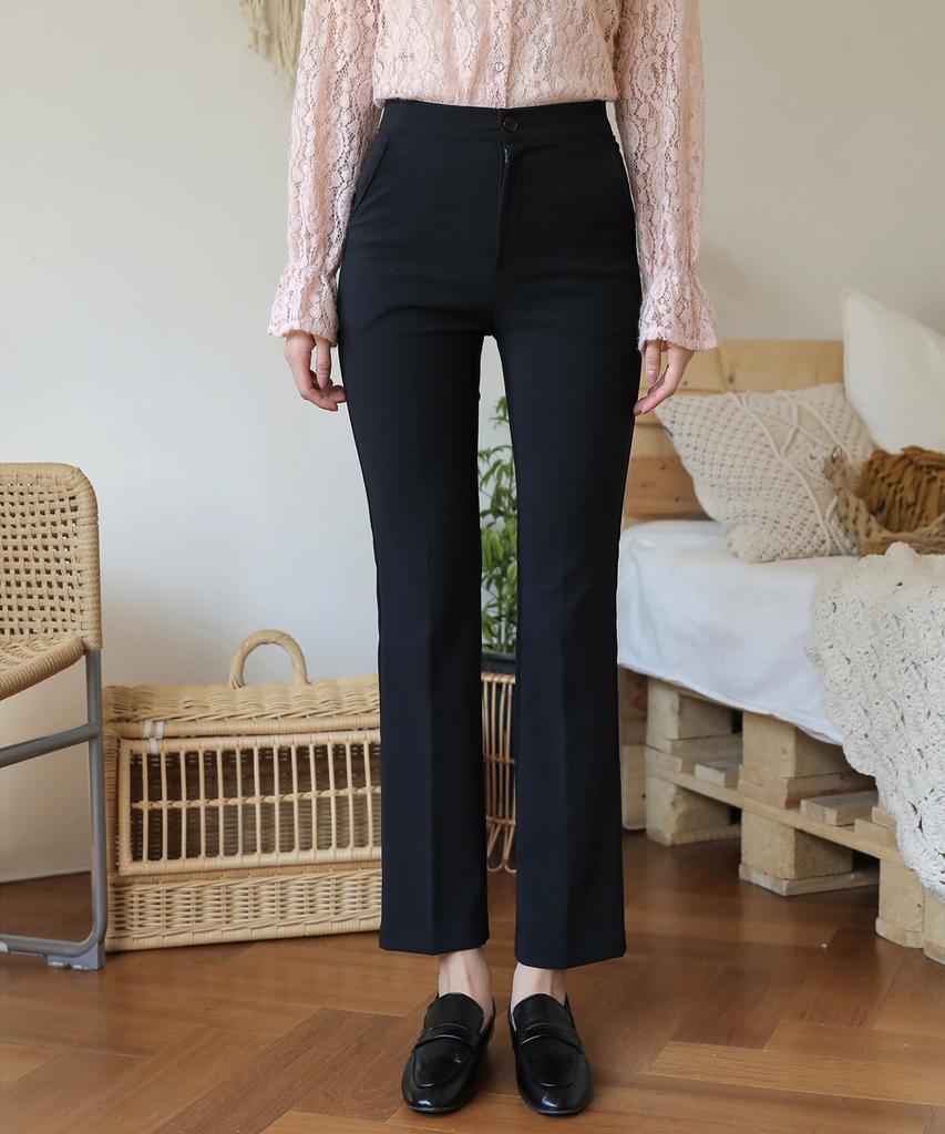 Ppaeppae Hidden Elastic Waist, Long Rise, Comfortable High Slacks
