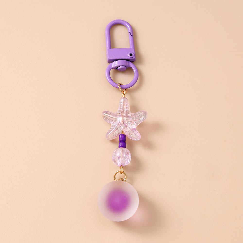 

Cute Candy Color Starfish keychain Women Girls Ball Key Ring Pendants for Handbag Decor DIY Kid s Jewelry Gifts