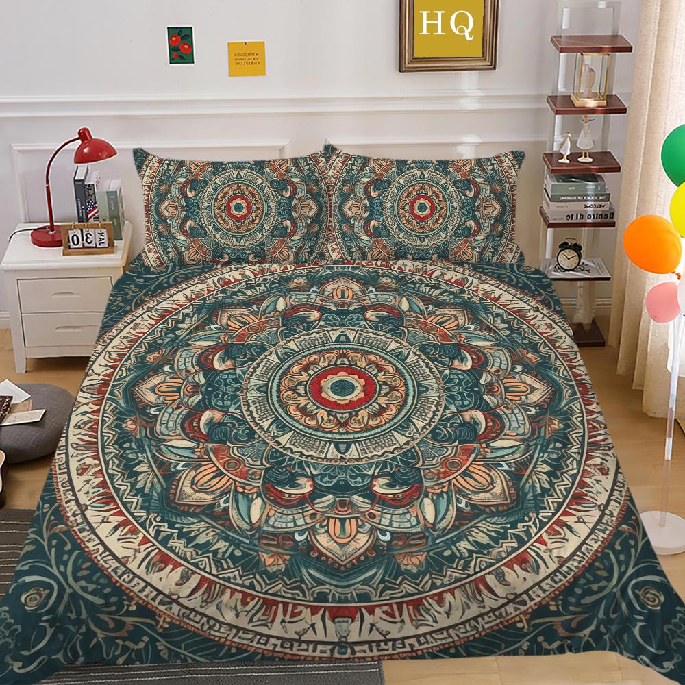 Módní sada povlaků na přikrývku Špičkové designové dekorace do ložnice 3D povlečení na polštář s potiskem mandaly