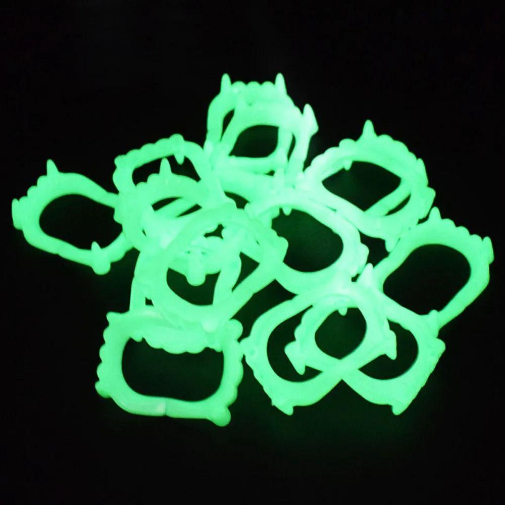 10 Pcs/set Glow Halloween Fake Teeth Plastic Zombie Fake Teeth Funny Luminous Dentures Unisex
