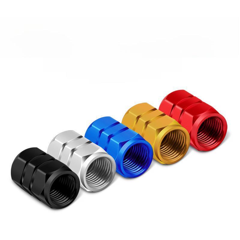 Universal Aluminum Tire Valve Caps 4-Pack, 5 Colors Available