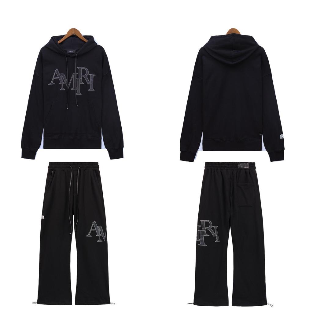 AMIR New Autumn/Winter Embroidered Letter Hooded Sweatshirt & Long Pants Set