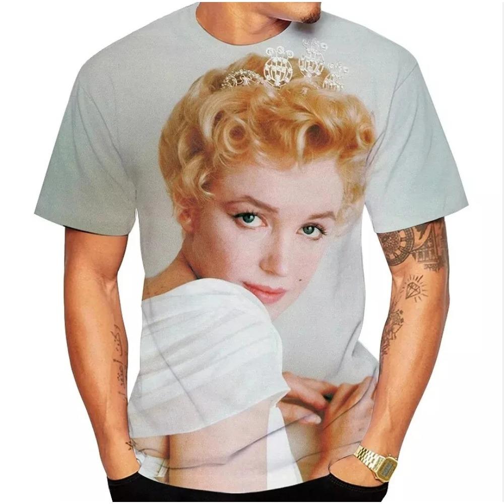 Marilyn Monroe Hip-Hop 3D Printed Men’s Short-Sleeve T-Shirt Casual Crew Neck Loose Top