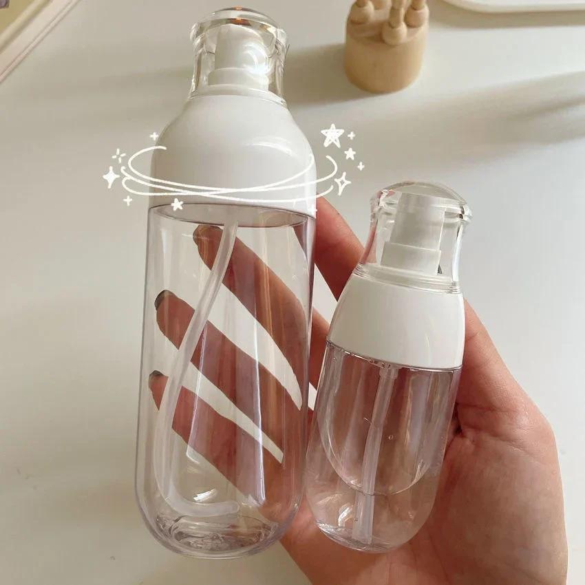 1-2pcs Portable Plastic Pump Bottle Safety Empty Spray Cosmetic Tool Refillable Lotion Split Bottles Cream Shampoo Travel Bottle