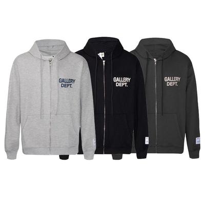Unisex Zipper Hoodie with Logo Slogan Print by Gallery Dept