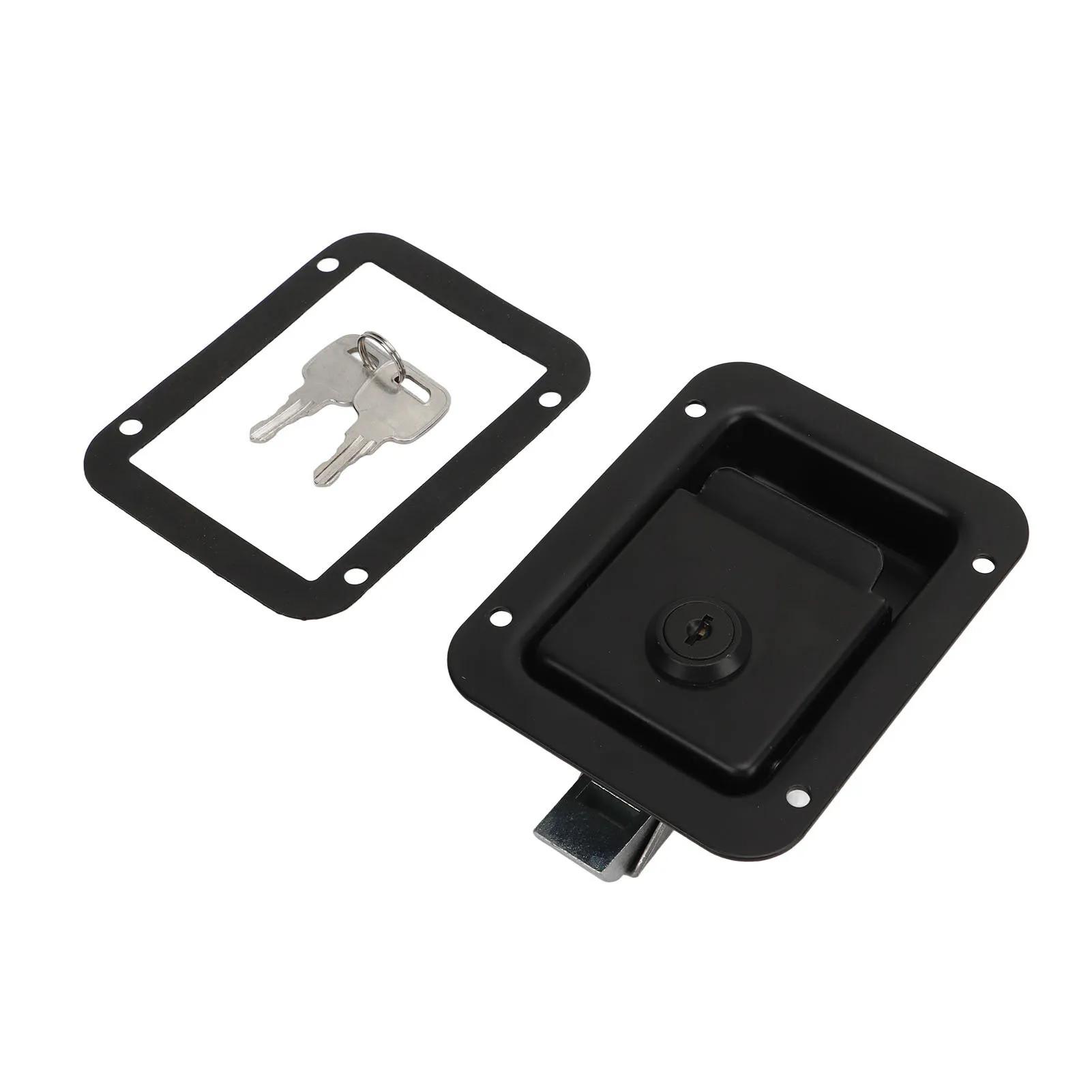 

Trailer Paddle Door Lock Latch Stylish Rugged Reliable RV Handle Toolbox Latch with Keys For RVs Trucks Campers чорний