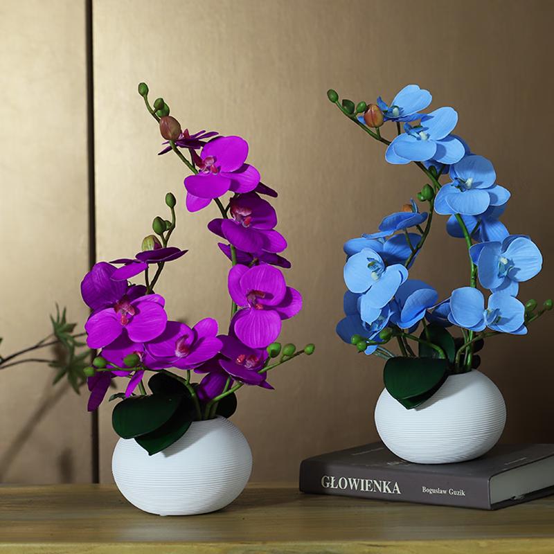 Oushuomai S-Plate White Artificial Orchid Potted Plant